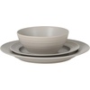image:imageGibson Elite Soleil 12 Piece Echo Blue Stoneware Dinnerware Set for 4 Plates and Bowls Set with Dinner Plates Salad Plates and BowlsChateau Grey Soleil