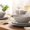 image:imageGibson Elite Soleil 12 Piece Echo Blue Stoneware Dinnerware Set for 4 Plates and Bowls Set with Dinner Plates Salad Plates and BowlsChateau Grey Soleil