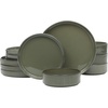 image:imageGibson Elite Soleil 12 Piece Echo Blue Stoneware Dinnerware Set for 4 Plates and Bowls Set with Dinner Plates Salad Plates and BowlsDark Green Townscape