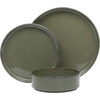 image:imageGibson Elite Soleil 12 Piece Echo Blue Stoneware Dinnerware Set for 4 Plates and Bowls Set with Dinner Plates Salad Plates and BowlsDark Green Townscape