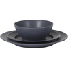 image:imageGibson Elite Soleil 12 Piece Echo Blue Stoneware Dinnerware Set for 4 Plates and Bowls Set with Dinner Plates Salad Plates and BowlsEcho Blue Soleil