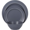 image:imageGibson Elite Soleil 12 Piece Echo Blue Stoneware Dinnerware Set for 4 Plates and Bowls Set with Dinner Plates Salad Plates and BowlsEcho Blue Soleil