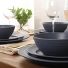 image:imageGibson Elite Soleil 12 Piece Echo Blue Stoneware Dinnerware Set for 4 Plates and Bowls Set with Dinner Plates Salad Plates and BowlsEcho Blue Soleil