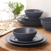 image:imageGibson Elite Soleil 12 Piece Echo Blue Stoneware Dinnerware Set for 4 Plates and Bowls Set with Dinner Plates Salad Plates and BowlsEcho Blue Soleil
