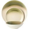 image:imageGibson Elite Soleil 12 Piece Echo Blue Stoneware Dinnerware Set for 4 Plates and Bowls Set with Dinner Plates Salad Plates and BowlsGreen Crescenton