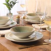 image:imageGibson Elite Soleil 12 Piece Echo Blue Stoneware Dinnerware Set for 4 Plates and Bowls Set with Dinner Plates Salad Plates and BowlsGreen Crescenton