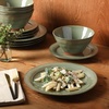 image:imageGibson Elite Soleil 12 Piece Echo Blue Stoneware Dinnerware Set for 4 Plates and Bowls Set with Dinner Plates Salad Plates and BowlsGreen Terranea