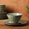 image:imageGibson Elite Soleil 12 Piece Echo Blue Stoneware Dinnerware Set for 4 Plates and Bowls Set with Dinner Plates Salad Plates and BowlsGreen Terranea