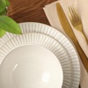 image:imageGibson Elite Soleil 12 Piece Echo Blue Stoneware Dinnerware Set for 4 Plates and Bowls Set with Dinner Plates Salad Plates and BowlsLinen White Soleil