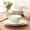 image:imageGibson Elite Soleil 12 Piece Echo Blue Stoneware Dinnerware Set for 4 Plates and Bowls Set with Dinner Plates Salad Plates and BowlsLinen White Soleil