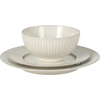 image:imageGibson Elite Soleil 12 Piece Echo Blue Stoneware Dinnerware Set for 4 Plates and Bowls Set with Dinner Plates Salad Plates and BowlsLinen White Soleil