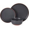 image:imageGibson Elite Soleil 12 Piece Echo Blue Stoneware Dinnerware Set for 4 Plates and Bowls Set with Dinner Plates Salad Plates and BowlsNavy Blue Abbey Circle
