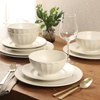 image:imageGibson Elite Soleil 12 Piece Echo Blue Stoneware Dinnerware Set for 4 Plates and Bowls Set with Dinner Plates Salad Plates and BowlsOffWhite Winchester Way