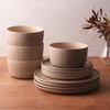 image:imageGibson Elite Soleil 12 Piece Echo Blue Stoneware Dinnerware Set for 4 Plates and Bowls Set with Dinner Plates Salad Plates and BowlsTaupe Butterwick