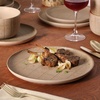 image:imageGibson Elite Soleil 12 Piece Echo Blue Stoneware Dinnerware Set for 4 Plates and Bowls Set with Dinner Plates Salad Plates and BowlsTaupe Butterwick