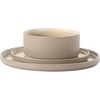 image:imageGibson Elite Soleil 12 Piece Echo Blue Stoneware Dinnerware Set for 4 Plates and Bowls Set with Dinner Plates Salad Plates and BowlsTaupe Redrock Canyon