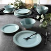 image:imageGibson Elite Soleil 12 Piece Echo Blue Stoneware Dinnerware Set for 4 Plates and Bowls Set with Dinner Plates Salad Plates and BowlsTeal Terranea