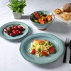 image:imageGibson Elite Soleil 12 Piece Echo Blue Stoneware Dinnerware Set for 4 Plates and Bowls Set with Dinner Plates Salad Plates and BowlsTeal Terranea