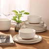 image:imageGibson Elite Soleil 12 Piece Echo Blue Stoneware Dinnerware Set for 4 Plates and Bowls Set with Dinner Plates Salad Plates and BowlsWhite Abbey Circle