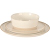 image:imageGibson Elite Soleil 12 Piece Echo Blue Stoneware Dinnerware Set for 4 Plates and Bowls Set with Dinner Plates Salad Plates and BowlsWhite Humphrey Lane