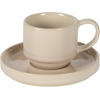 image:imageGibson Elite Sunrise Hills 9Piece Stackable Stoneware Cup and Saucer Set with Metal Rack 6 oz Service for 4 Dishwasher and Microwave Safe TaupeCream White