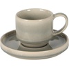 image:imageGibson Elite Sunrise Hills 9Piece Stackable Stoneware Cup and Saucer Set with Metal Rack 6 oz Service for 4 Dishwasher and Microwave Safe TaupeGray