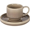 image:imageGibson Elite Sunrise Hills 9Piece Stackable Stoneware Cup and Saucer Set with Metal Rack 6 oz Service for 4 Dishwasher and Microwave Safe TaupeTaupe