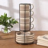 image:imageGibson Elite Sunrise Hills 9Piece Stackable Stoneware Cup and Saucer Set with Metal Rack 6 oz Service for 4 Dishwasher and Microwave Safe TaupeTaupe