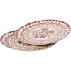 image:imageBloomhouse  2Time Oprahs Favorite Things  Valencia Flor 2 Piece 13 Serving Platter Set Stoneware Platters Mediterranean Floral Decal Design Microwave amp Dishwasher Safe Fern GreenPomegranate Red 2pc Serving Platter Set