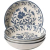 image:imageBloomhouse  2Time Oprahs Favorite Things  Valencia Flor 4 Piece 6 Cereal Bowl Set Stoneware Bowls Mediterranean Floral Decal Design Microwave amp Dishwasher Safe Iris BlueIris Blue 4pc Dinner Bowl Set