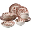 image:imageBloomhouse  2Time Oprahs Favorite Things  Valencia Flor 4 Piece Dessert amp Salad Plate Set 875 Stoneware Plates Mediterranean Floral Decal Design Microwave amp Dishwasher Safe Iris BluePomegranate Red 16pc Dinnerware Set