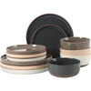 image:imageGibson Elite AvantGarde 12 Piece Stoneware Dinnerware Set for 4 Chateau Grey Plates and Bowls Set with Reactive Glaze Includes Dinner Plates Salad Plates and BowlsAssorted Colors Northrock