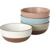 image:imageGibson Elite Bistro Linea Cereal Bowls Set of 4 6Inch Stoneware Soup Bowls Cream White Reactive Glaze Ribbed Bowl SetAssorted Colors 625 William Crest