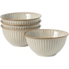 image:imageGibson Elite Bistro Linea Cereal Bowls Set of 4 6Inch Stoneware Soup Bowls Cream White Reactive Glaze Ribbed Bowl SetCream White 6 Bistro Linea
