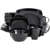 image:imageGibson Elite Island Bay 12Piece New Bone China Dinnerware Set Service for 4 Reactive Glaze Plates and Bowls Dishwasher and Microwave Safe Black and CreamBlack Soho Lounge