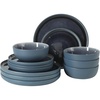image:imageGibson Elite Island Bay 12Piece New Bone China Dinnerware Set Service for 4 Reactive Glaze Plates and Bowls Dishwasher and Microwave Safe Black and CreamBlue Tahoe Sunset