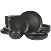 image:imageGibson Elite Oxford Blue Plates and Bowls Sets 16 Piece Stoneware Dinnerware Sets for 4 Two Tone Dishware Sets Dinner Plates Dessert Plates Bowls MugsBlack Beckett