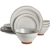 image:imageGibson Elite Soleil 12 Piece Echo Blue Stoneware Dinnerware Set for 4 Plates and Bowls Set with Dinner Plates Salad Plates and BowlsWhite Terranea