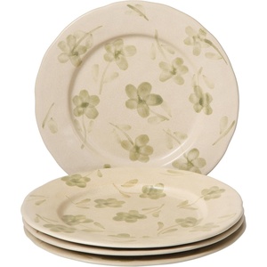 image:imageBloomhouse  2 Time Oprahs Favorite Things  Made in Portugal Hand Painted Dinnerware Set  Porto Petals 12 Piece Service for 4 Floral Plates and Bowls Set  Green OrchidGreen Orchid Dinner Plates