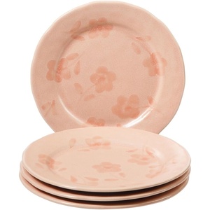 image:imageBloomhouse  2 Time Oprahs Favorite Things  Made in Portugal Hand Painted Dinnerware Set  Porto Petals 12 Piece Service for 4 Floral Plates and Bowls Set  Green OrchidLilly Cream Salad Plates