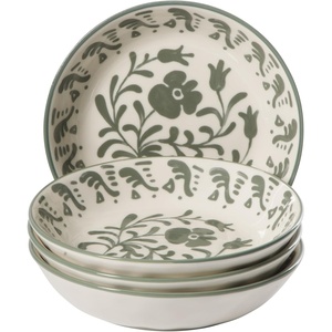 image:imageBloomhouse  2Time Oprahs Favorite Things  Valencia Flor 4 Piece 6 Cereal Bowl Set Stoneware Bowls Mediterranean Floral Decal Design Microwave amp Dishwasher Safe Iris BlueFern Green 4pc Dinner Bowl Set