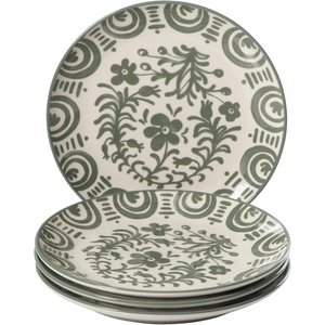 image:imageBloomhouse  2Time Oprahs Favorite Things  Valencia Flor 4 Piece Dessert amp Salad Plate Set 875 Stoneware Plates Mediterranean Floral Decal Design Microwave amp Dishwasher Safe Iris BlueFern Green 4pc Salad Plate Set