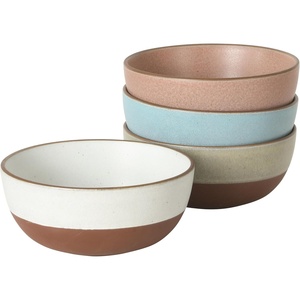 image:imageGibson Elite Bistro Linea Cereal Bowls Set of 4 6Inch Stoneware Soup Bowls Cream White Reactive Glaze Ribbed Bowl SetAssorted Colors 625 William Crest