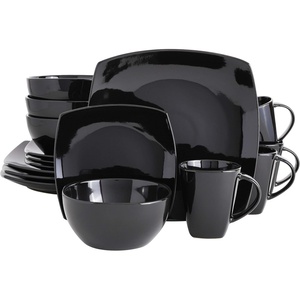 image:imageGibson Elite Island Bay 12Piece New Bone China Dinnerware Set Service for 4 Reactive Glaze Plates and Bowls Dishwasher and Microwave Safe Black and CreamBlack Soho Lounge