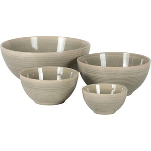 image:imageGibson Elite Maple Grove 4Piece Stoneware Nesting Bowl Set 9 7 55 and 44 Reactive Glaze Mixing and Serving Bowls Dishwasher and Microwave Safe GrayLinen White