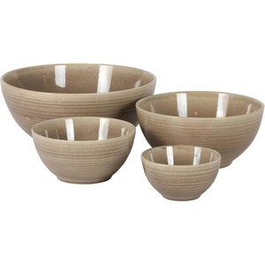 image:imageGibson Elite Maple Grove 4Piece Stoneware Nesting Bowl Set 9 7 55 and 44 Reactive Glaze Mixing and Serving Bowls Dishwasher and Microwave Safe GrayTaupe