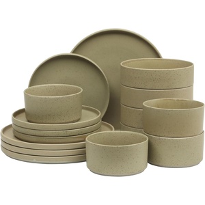 image:imageGibson Elite Oxford Blue Plates and Bowls Sets 16 Piece Stoneware Dinnerware Sets for 4 Two Tone Dishware Sets Dinner Plates Dessert Plates Bowls MugsGreen Tatum