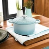 image:imageCrockPot Artisan 7Quart Enameled Cast Iron Dutch Oven Pot with Lid Round Gradient Taupe Oven Safe CookwareAqua Blue