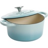 image:imageCrockPot Artisan 7Quart Enameled Cast Iron Dutch Oven Pot with Lid Round Gradient Taupe Oven Safe CookwareAqua Blue