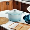 image:imageCrockPot Artisan 7Quart Enameled Cast Iron Dutch Oven Pot with Lid Round Gradient Taupe Oven Safe CookwareAqua Blue